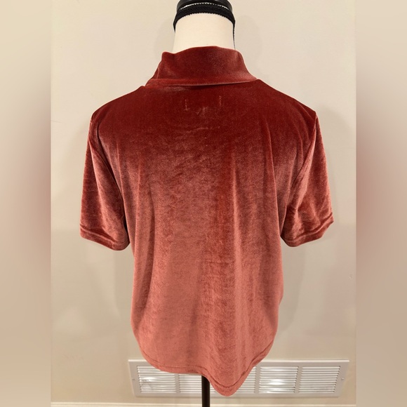 Madewell Women’s Burnished Rust Velvet Mockneck Tee, size L - Picture 9 of 13